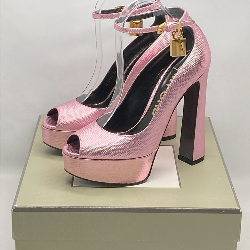 Tom Ford Lizard-Embossed Leather Platform Pumps size 40 - Picture 14 of 16